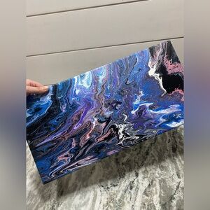 Abstract Fluid Art Canvas W/ Metallic Blue